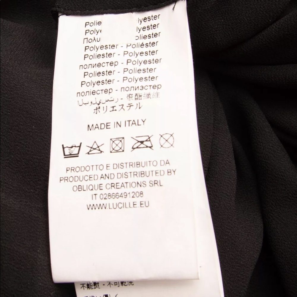 Bodycon Black Ruched Ruffle Insert Made in Italy - Picture 5 of 7